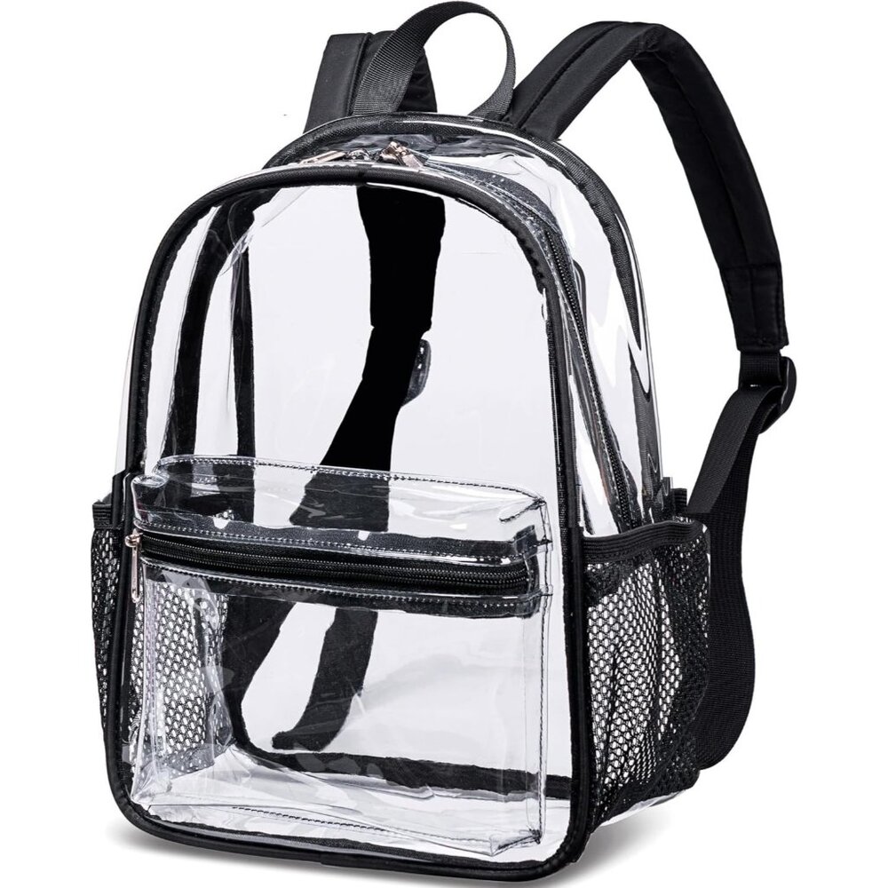 New Beautiful Black Clear Small Backpack for Girls, Women's (12x12x6)